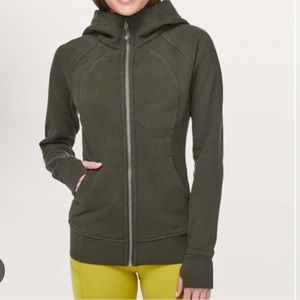 Lululemon Scuba Hoodie Full Zip Olive Green Gold zipper Size 6
